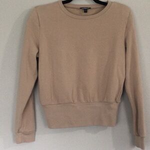 EXPRESS, SMALL, TAN, CROPPED SWEATSHIRT WITH SHOULDER PADS, USED